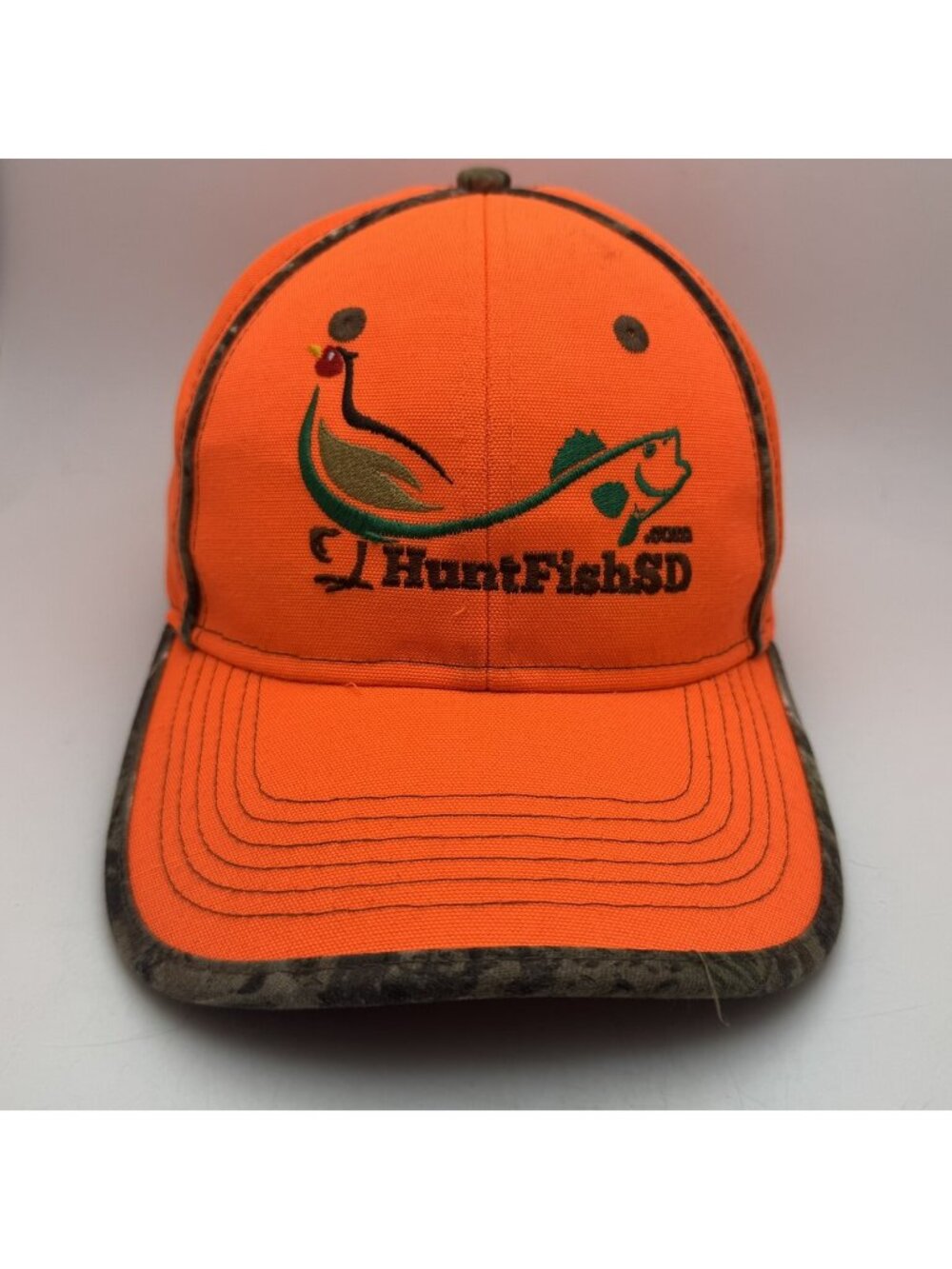 HuntFishSD Cap America Orange Camo Baseball Hat Hunting Fishing Outdoor